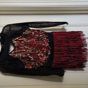 Weissman Black and Red Sequin Dress